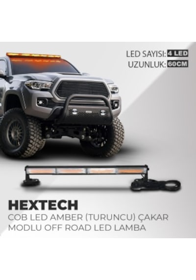 Hextech 40w Turuncu 60cm 17 Farklı Yanış Modlu 4 Cob Led Off Road