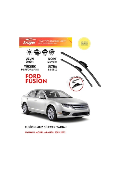 Ford Fusion Ön Muz Muz Silecek Silgi Silgeç Takımı 1.4 1.6 Motor 2003-2012 Arası Araca Özel Aparat
