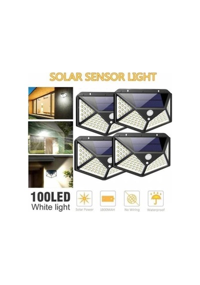 Güneş Enerjili Lamba Led Sokak Dış Ortam Solar Bahçe Aydınlatması Su Geçirmez Sensörlü 100 Led