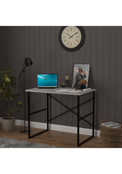 Asra Trend Metal Çalışma Masası METALÇM02 %100 MDF Bilgisayar Masası Kül Gri