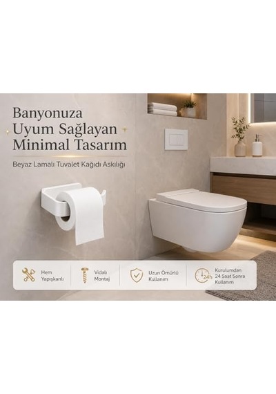 Beyaz Lamalı Tuvalet Kağıtlığı, Wc Kağıt Askılığı, Hem Yapışkanlı Hem Vidalı Montajlı, Açık Uç Tasarımlı Banyo Tuvalet Kağıdı Tutucu 000 Açık Krem