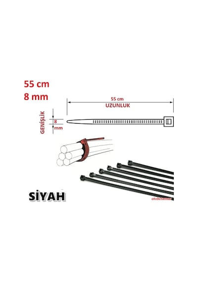 55Cm X 8Mm Plastik Kelepçe Tutuklama-Polis-Jandarma Kelepçesi