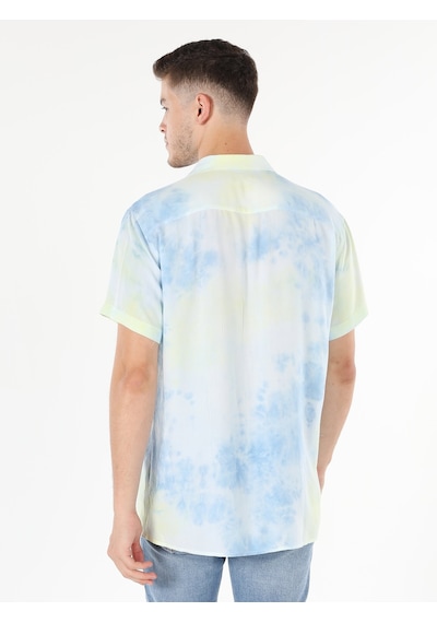 Colin's Regular Fit Shirt Neck Baskılı Mavi Erkek Kısa Kol Gömlek CL1059262_Q1.V1_BLE Mavi
