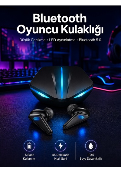 Kablosuz Bluetooth Bağlantılı Kulaklık Ve Dokunmatik Ekran Akıllı Saat Arama Cevaplama Siyah