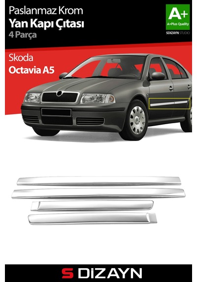 S-Dizayn Skoda Octavia A5 Krom Yan Kapı Çıtası 4 Prç. 2004-2013