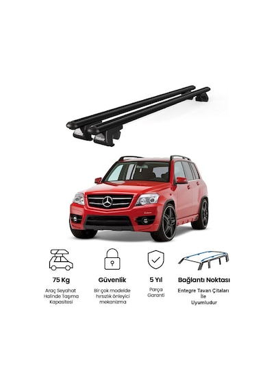 Venüs Mercedes-benz Glk X204 2008-2015 Uyumlu Siyah Ara Atkı Port Bagaj Tavan Barı