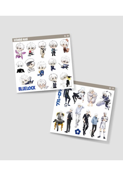 Bluelock-nagi Seishiro-parlak Kağıt -2li Sticker Set-telefon Süsleme Blue Lock Etiket Gri