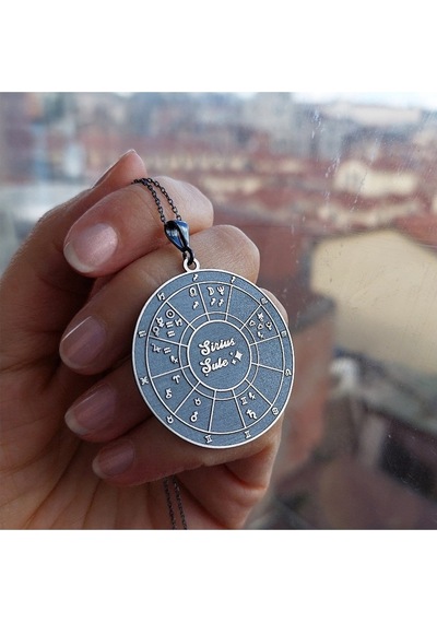 Vaoov 925 Ayar Gümüş Doğum Haritası Astroloji Kolye