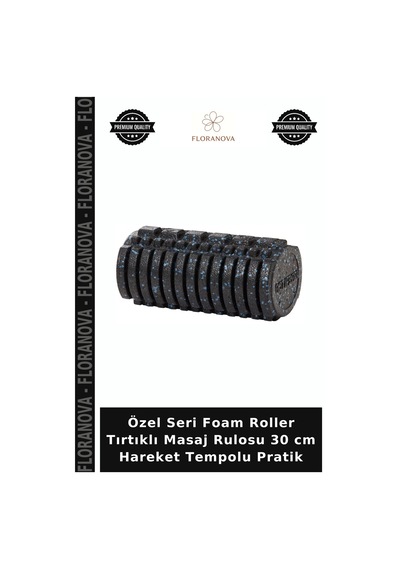 Özel Seri Foam Roller Tırtıklı Masaj Rulosu 30 Cm Hareket Tempolu Pratik Siyah - Mavi