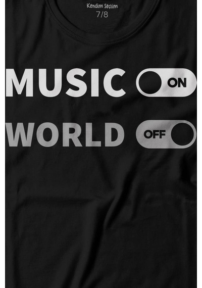 Kendim Seçtim Music On World Off Müzik Dünya Baskılı Tişört Çocuk T-shirt 001