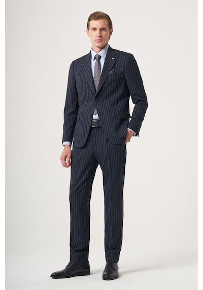 İmza Lacivert Mono Yaka Çizgili 6 Drop Slim Fit Tam Astar Esnek Takım Elbise 1001260149 İmza Lacivert Mono Yaka Çizgili 6 Drop Slim Fit Tam Astar Esnek Takım Elbise 1001260149