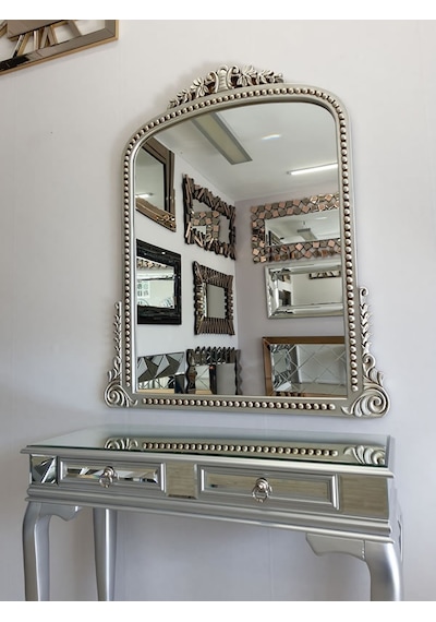 Ayna Denizi Lady Silver Model Gümüş Renk Dekoratif Ayna Gümüş