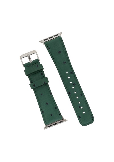 Apple Watch Uyumlu Deri Kordon 42-44-45mm De6 Yeşil