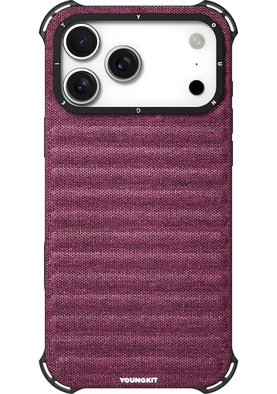 Apple Uyumlu iPhone 17 Pro Max Kılıf M-safe Şarj Özellikli Youngkit Canvas Serisi Kapak Mürdüm Mürdüm