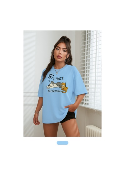 Kedi Baskılı Unisex Tişört Çok Renkli