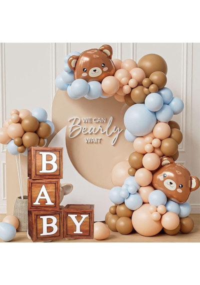 Baby Yazılı Ahşap Damarlı Baby Shower Dekorasyon Kutu Set