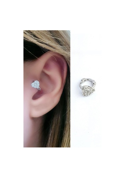 Zirkon Taş Detaylı 925ayar Gümüş Tragus Halka Piercing Gümüş