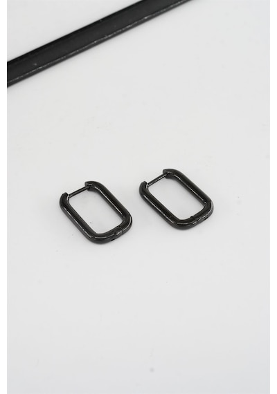 Kadın 316 L Paslanmaz Çelik 1.8 Cm Dikdörtgen Model Küpe - Siyah
