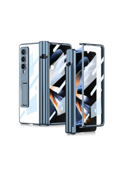 Samsung Galaxy Uyumlu Z Fold 4 Kılıf 360 Koruyuculu Standlı Kalem Bölmeli Kapak