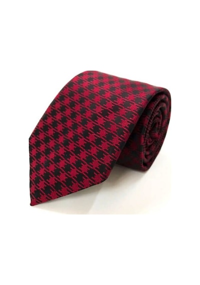 Venchy Bordo Siyah Kazayağı Desen Mendilli Kravat 4240 - 5Mk Bordo