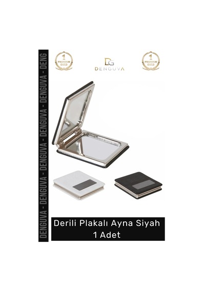 Ayna Modern Tasarım Lüks Dekoratif Estetik Siyah Deri Kaplama Ev Derili Plakalı Ayna Siyah - 1 Adet Çok Renkli