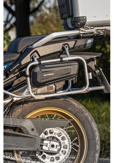 Rockbros 1.5 L Motosiklet Koruma Demiri Yan Çantası - Suya Dayanıklı Sert Üçgen Çanta Alüminyum - Siyah