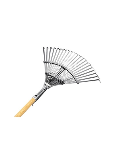 Ahşap Saplı Ayarlı Metal Çim Ve Yaprak Toplama Tırmığı.