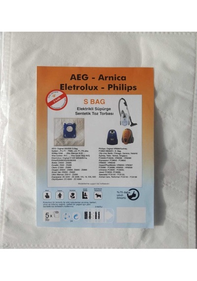 - Arnica - Eletrolux - Philips Uyumlu S Bag Elektrikli Süpürge Sentetik Toz Torbası 10 Adet