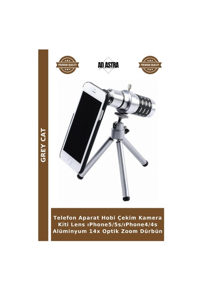 Telefon Aparat Hobi Çekim Kamera Kiti Lens Iphone5/5s/ıphone4/4s Alüminyum 14x Optik Zoom Dürbün