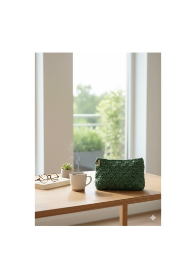 Execanta El Çanta Kağıt İp Örme Yeşil 27x16x17 Yeşil