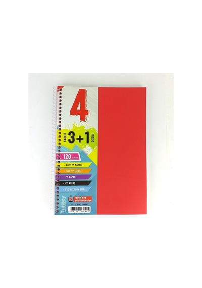 120 Yaprak 3 Kareli +1 Çizgili Spiralli Defter
