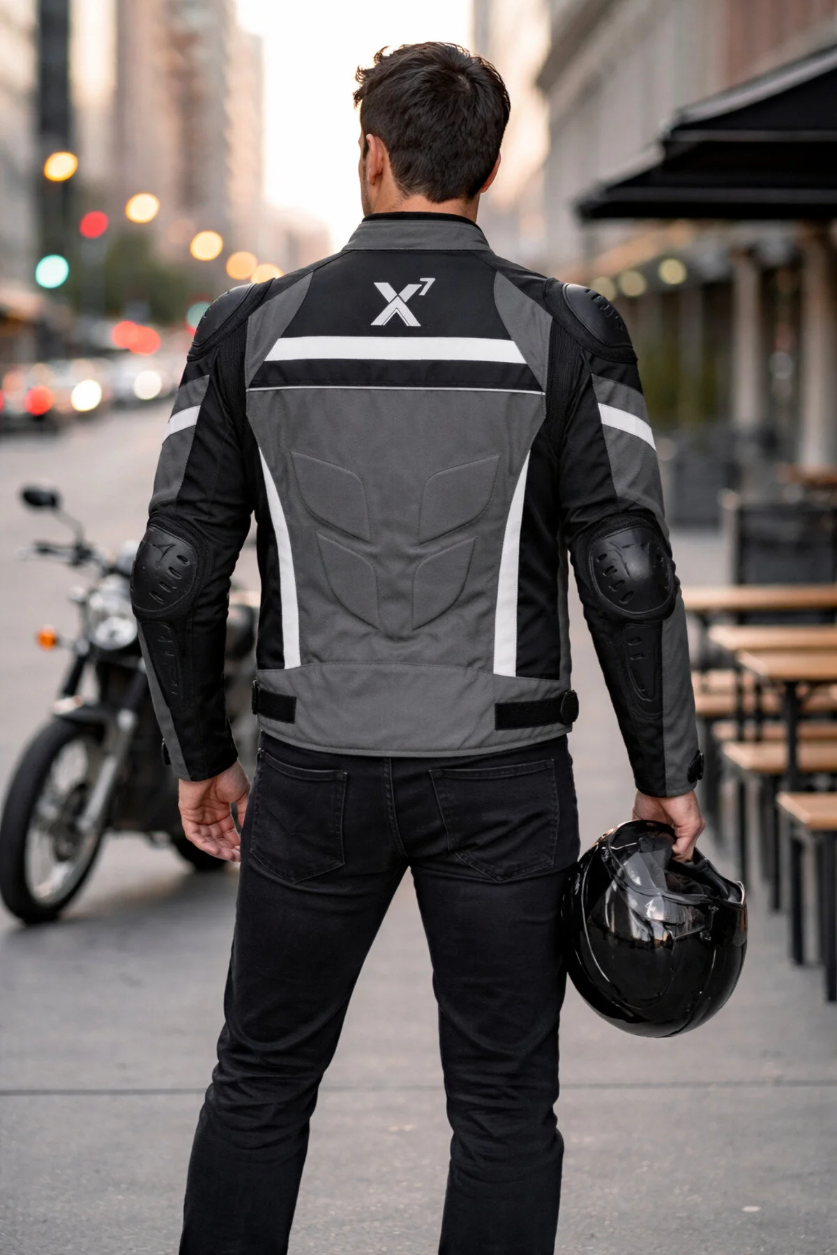 Ax7 4 Mevsim Motosiklet Montu Korumalı Su Geçirmez Ce Zırhlı Gri - Siyah