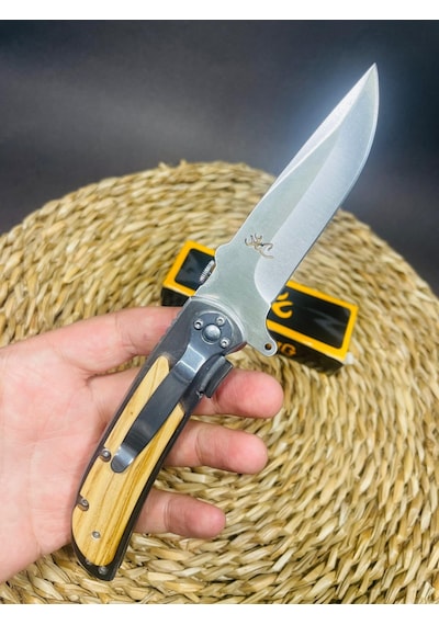 Browning Marka Ahşap&metal Kasa Kamp Çakı //23cm-322141 Açık Kahverengi