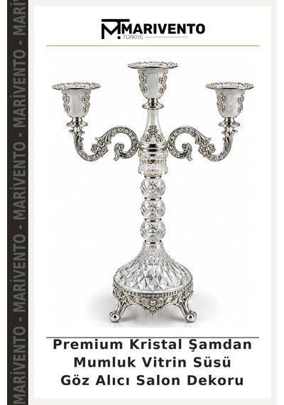 Premium Kristal Şamdan Mumluk Vitrin Süsü Göz Alıcı Salon Dekoru