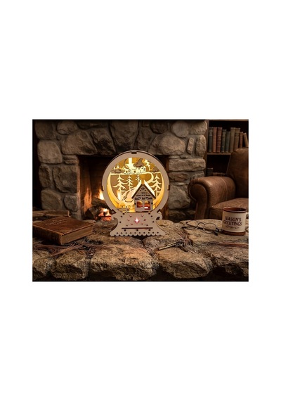 Ahşap Katmanlı Yeni Yıl Gece Lambası 15x18 Cm Beyaz
