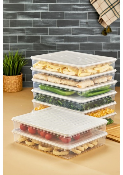 Multi Box 8 Li Set Saklama Kabı Seti - Dondurucu & Mikrodalga Uyumlu Krem