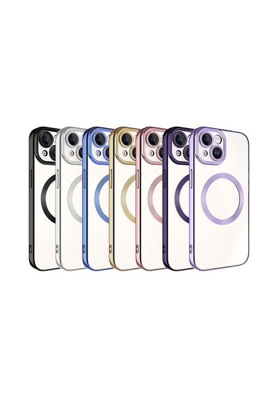 Apple Uyumlu iPhone 15 Plus Kılıf M-safe Wireless Şarj Özellikli Zore Setro Silikon Siyah