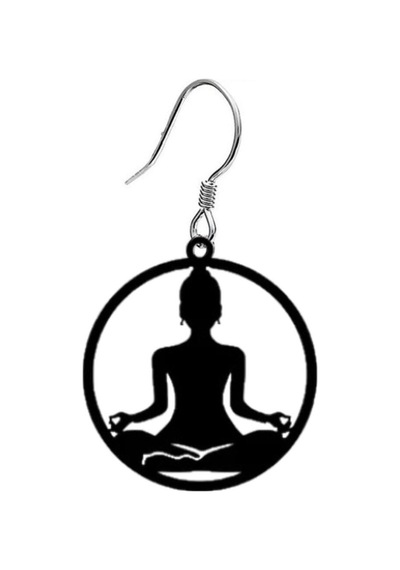 Yoga Buda Meditasyon Küpe 5 Cm Siyah Akrilik Zen Sembol Kancalı Hafif Küpe