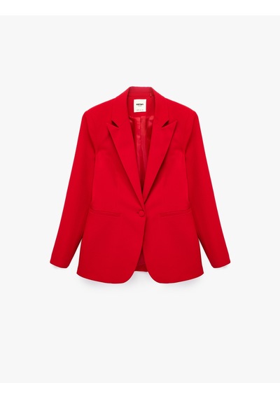 Koton Klasik Yaka Uzun Kollu Cepli Düğmeli Blazer Ceket Kırmızı 7wak50031uw