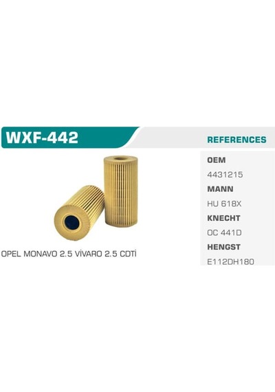 WINKEL WXF-442 Yağ Filtresi Megane II III Laguna II III Scenic II Latitude Espace IV Trafic II Master II III / Vivaro Movano 2.0 DCI 2.5 DCI 2.5Td Eco