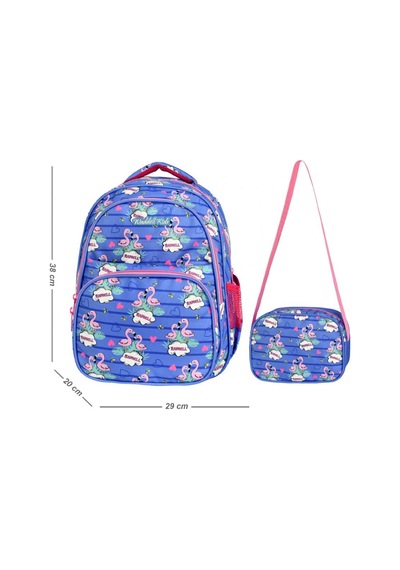 Waddell Mavi Flamingo Okul Çantası ve Beslenme Çantası Seti - Kız