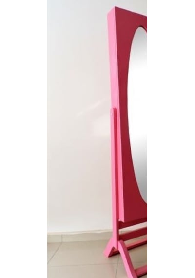 Ayna Takı Dolabı Boy Ayna Kayın Md Parlak PEMBE Lake Boya Natüre Klasik Mobilya El Yapım Ahşap