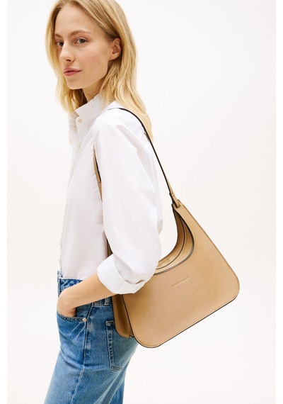 Tommy Hilfiger Th Kadın Modern Safari Canvas Omuz Çantası-15649 Koyu Bej