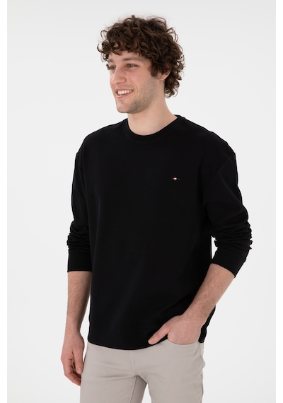 U.S. Polo Assn. Erkek Comfort Fit Bisiklet Yaka Siyah İnce Sweatshirt 50309858-VR046