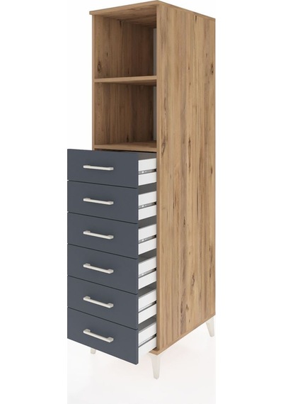 Kronos Dolap 2 Raflı 6 Çekmeceli 44x59x182 Çam-antrasit Atlas Çam Kronos Dolap 2 Raflı 6 Çekmeceli 44x59x182 Çam-antrasit Atlas Çam