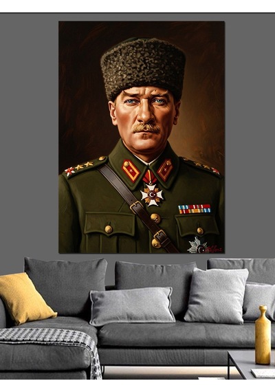 Mareşal Üniformalı Mustafa Kemal Atatürk Dekoratif Kanvas - Mdf Ahşap Tablo