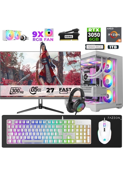 Xaser Star X200 R5-7500F 32 GB 1 TB SSD 6 GB RTX3050 27" Dos NVME Masaüstü Oyuncu Bilgisayarı