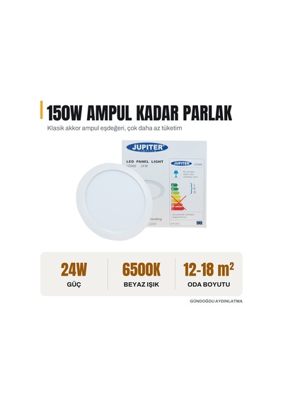 Jupıter 24w Eko Serisi Slim Led Panel Armatür - 6500k Beyaz Işık - Ld468-b