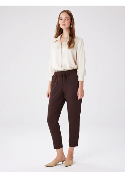 Faik Sönmez Comfort Fit Krep Örme Kadın Pantolon Bw27pnt002 Kahve