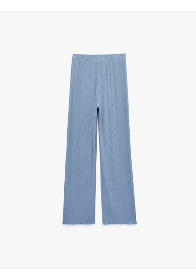 Koton Modal Kumaş Dokulu Bol Paça Pijama Altı Mavi 7wlk40062mk